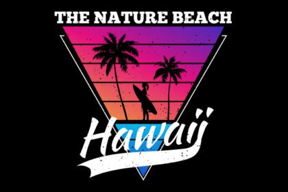 دانلود تی شرت تایپوگرافی طبیعت ساحل هاوایی سبک وینتیج