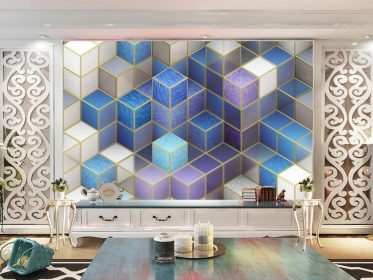 دانلود کاغذ دیواری طراحی مدرن مینیمالیستی 3 بعدی برجسته هندسی دیوار پس زمینه تلویزیون