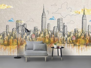 دانلود کاغذ دیواری طرح مدرن مینیمالیستی با دست نقاشی شده با بافت طلایی دیوار پس زمینه تلویزیون شهری
