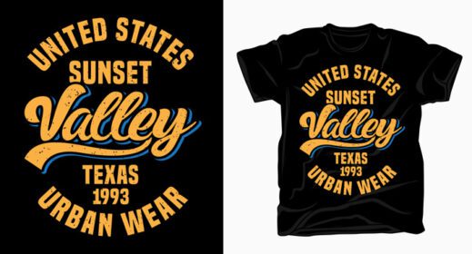 دانلود طرح تایپوگرافی ایالات متحده غروب دره تگزاس برای تی شرت