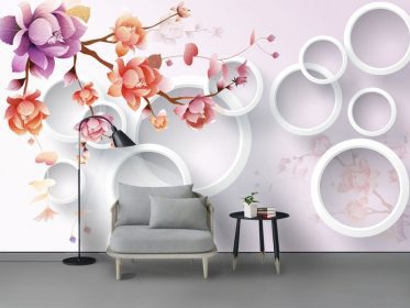دانلود کاغذ دیواری طرح مدرن مینیمالیستی گل مرکب مد زیبا دیوار پس زمینه تلویزیون استریو