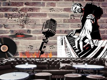 دانلود کاغذ دیواری طرح موزیک های رنگارنگ رویایی گرافیتی ktv سفارشی سازی دیوار نوار