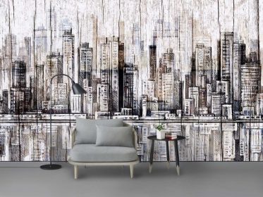 دانلود طرح کاغذ دیواری نوردیک وینتیج تخته چوبی انتزاعی پس زمینه شهری نقاشی دکوراتیو