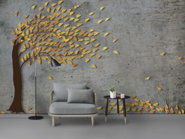 دانلود کاغذ دیواری طرح جدید دیوار پس زمینه درخت پول بادی مدرن
