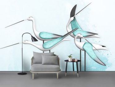 دانلود کاغذ دیواری طراحی مدرن مینیمالیستی به سبک نوردیک جرثقیل پرنده برجسته سه بعدی دیوار پس زمینه کوچک