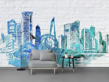 دانلود کاغذ دیواری طرح مینیمالیستی مدرن گرافیتی سه بعدی سیلوئت دیوار سفید پس زمینه دیوار دیواری سفارشی