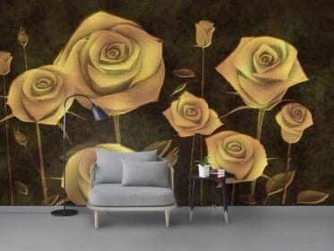 دانلود کاغذ دیواری طرح مینیمالیستی مدرن رز طلایی زیبا دیوار پس زمینه تلویزیون