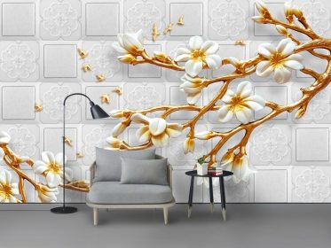 دانلود کاغذ دیواری طرح مدرن مینیمالیستی گل برجسته دیوار پس زمینه تلویزیون
