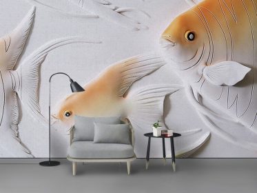 دانلود کاغذ دیواری طراحی مدرن مینیمالیست برجسته دیوار دنیای زیر آب
