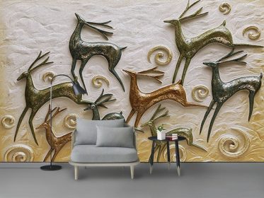 دانلود کاغذ دیواری طرح برجسته سه بعدی دیوار زمینه آهو سیکا