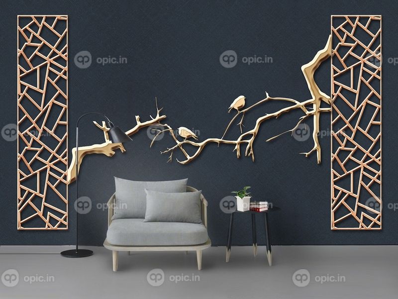 دانلود طرح کاغذ دیواری مدرن مینیمالیستی طلاکاری شده پنجره فلزی فرفورژه دیوار پس زمینه تزئینی