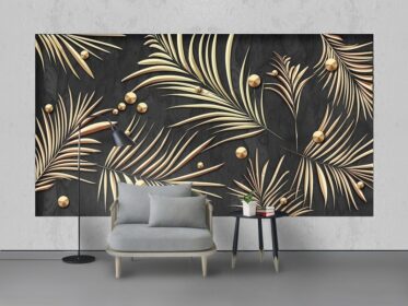 دانلود کاغذ دیواری طرح مدرن مینیمالیستی گیاهی استوایی فلزی ورق فرفورژه دیوار تزئینی