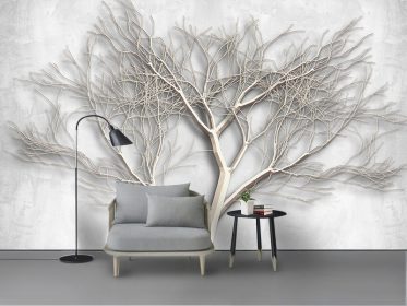دانلود کاغذ دیواری طرح خلاقانه درخت مدرن مینیمالیستی نوردیک سه بعدی دیوار پس زمینه تلویزیون استریو