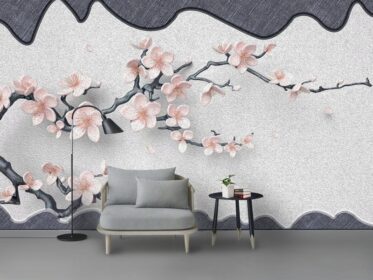 دانلود کاغذ دیواری طرح مدرن و زیبا به سبک مینیمالیستی به سبک هندسی سه بعدی دیوار پس زمینه گل
