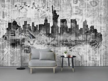 دانلود طرح کاغذ دیواری آمریکایی مدرن انتزاعی شهر انگلیسی پس زمینه نقاشی دکوراتیو
