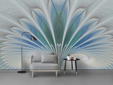 دانلود طرح کاغذ دیواری مدرن خلاقانه زیبا پرهای شیب شکوفه طرح دیوار پس زمینه تلویزیون