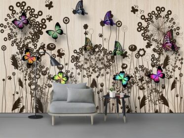 دانلود کاغذ دیواری طرح مدرن دیوار پس زمینه پروانه مینیمالیستی