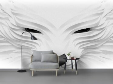 دانلود کاغذ دیواری طرح مدرن سه بعدی خلاقانه برجسته دیوار پس زمینه تلویزیون سر گرگ