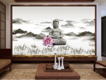 دانلود کاغذ دیواری طرح جدید به سبک چینی به سبک بودا دیوار منظره منظره