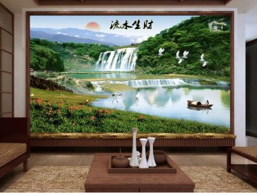 دانلود کاغذ دیواری طرح hd چینی به سبک آب و ثروت نقاشی چینی سفارشی سازی دیوار پس زمینه
