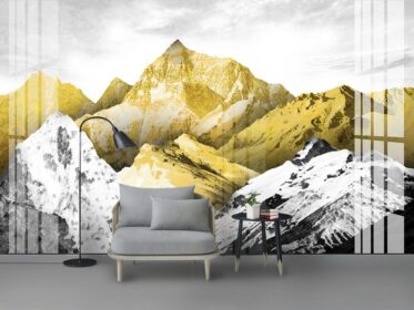 دانلود طرح کاغذ دیواری سبک لوکس کریستال چینی نقاشی پس زمینه مدرن مینیمالیستی دیوار کوه طلایی
