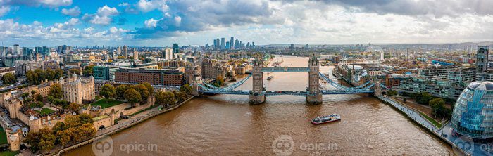 دانلود عکس نمای پانوراما هوایی از پل برج لندن