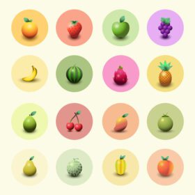 دانلود آیکون آیکون میوه سه بعدی