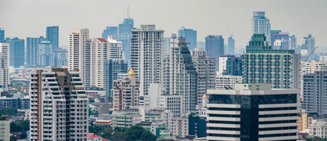 دانلود عکس پانورامای شهر بانکوک آسمان خراش منظره شهری پایتخت