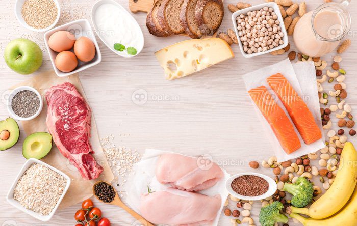 دانلود مجموعه عکس منبع پروتئین سالم و مفهوم رژیم غذایی بدن ساز