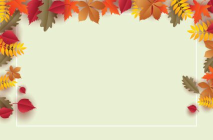 دانلود وکتور کادر پاییزی با برگ های پاییزی و حاشیه سفید