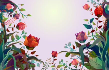 دانلود بکگراند حاشیه گلدار زیبا و رنگارنگ