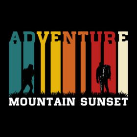 دانلود ماجراجویی غروب آفتاب کوهنوردی تی شرت طرح کوه