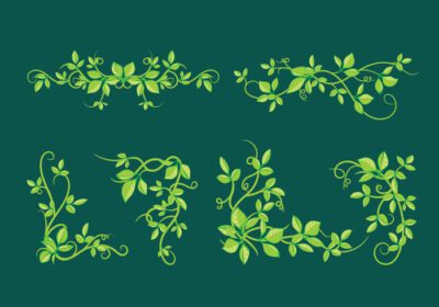 دانلود تصویر وکتور زیبای هنری پیچک زهرآگین با الگوی قاب با برگهای سبز عالی برای پوستر پزشکی کارت پستال دعوت برچسب دکوراسیون داخلی الگو و حاشیه صنعت پوشاک