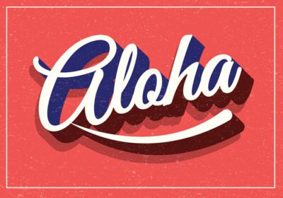 دانلود طرح تایپوگرافی کلمه aloha به سبک یکپارچهسازی با سیستمعامل وکتور