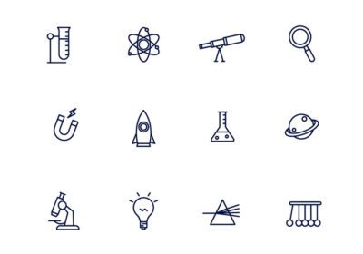 دانلود آیکون مجموعه ای از نمادهای شی علمی به سبک مشخص