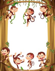 دانلود طرح حاشیه با میمون ها در حال بالا رفتن از درخت