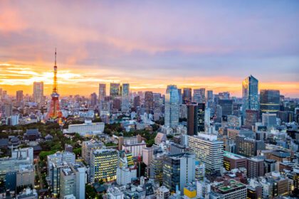 دانلود عکس منظره شهری توکیو در غروب آفتاب