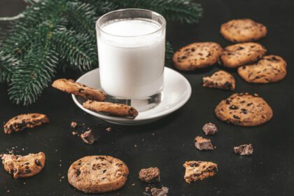 دانلود عکس کوکی های شکلاتی و شیر برای بابا نوئل
