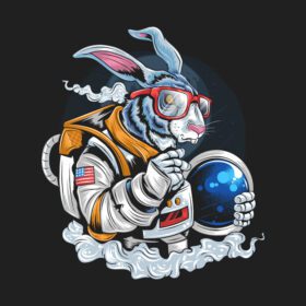 دانلود تصویر برداری خرگوش فضانورد با لایه های قابل ویرایش