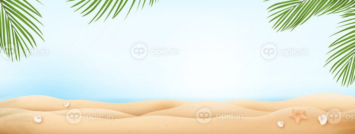 دانلود پس زمینه بنر ساحلی روشن تابستانی با درخت نخل نارگیل