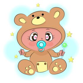 دانلود بازی بچه ناز با جغجغه در لباس خرس عروسکی با ستاره