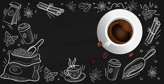 دانلود عکس پس زمینه قهوه با وکتور فنجان قهوه واقعی