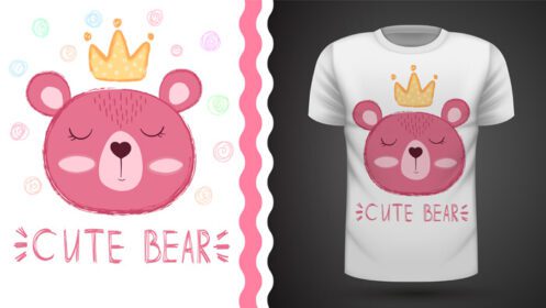 دانلود ایده خرس شاهزاده خانم برای چاپ تی شرت نقاشی دست