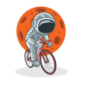 دانلود فضانورد دوچرخه با پس زمینه ماه وکتور ممتاز