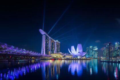 دانلود عکس منظره شهر سنگاپور در شب