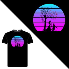 دانلود طرح تی شرت رنگ مشکی در مورد سیلوئت و کوه