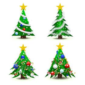 دانلود آیکون رنگ آیکون درخت کریسمس با پس زمینه سفید ستاره