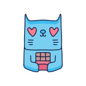 دانلود گربه آبی نگهدارنده شکلات تصویر برداری گرافیک برای