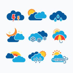 مجموعه مجموعه آیکون های آب و هوای ابر را دانلود کنید