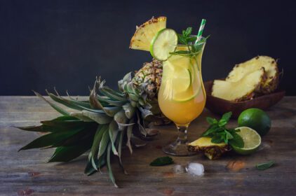 دانلود عکس نوشیدنی کوکتل سیب کاج با طراوت سرد با لیموترش و نعناع